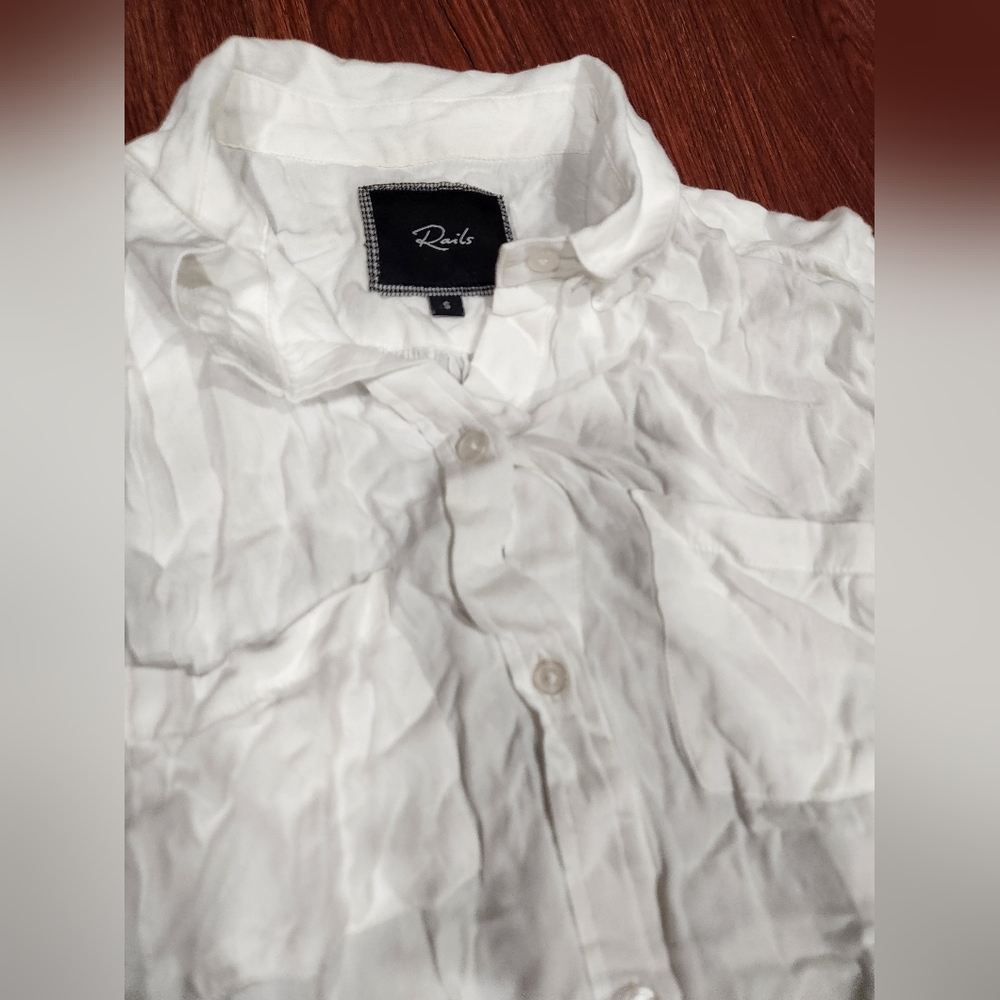 Rails White Collared Short Sleeve Button Down Shi… - image 3
